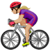 🚴🏼‍♀️ woman biking: medium-light skin tone display on Apple